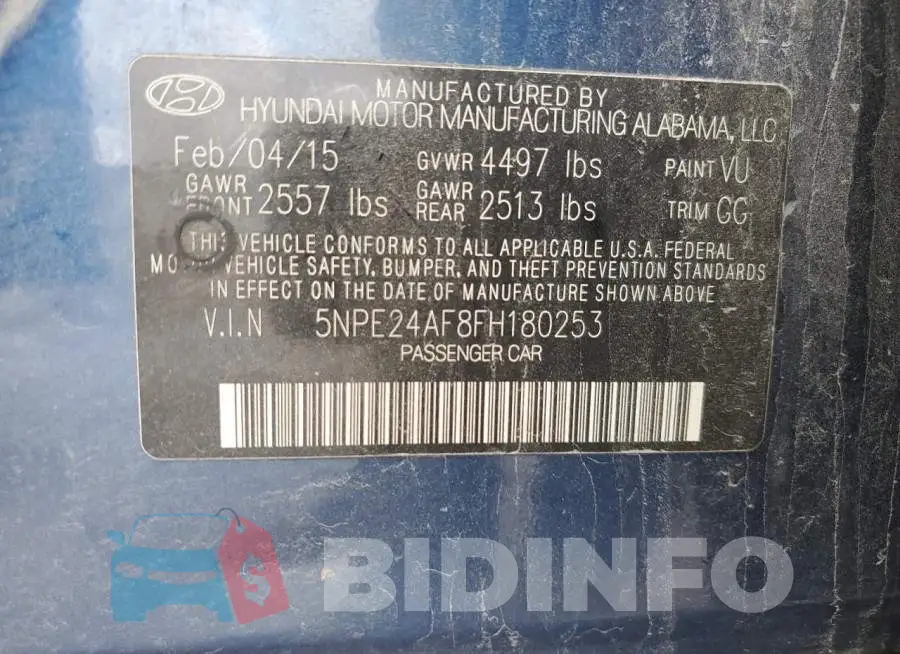 5NPE24AF8FH180253 Photo# 12