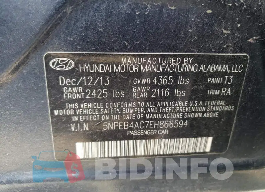 5NPEB4AC7EH866594 Photo# 12