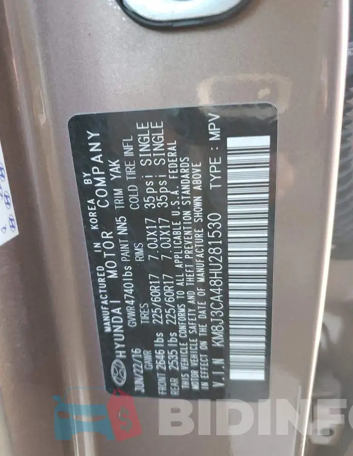 KM8J3CA48HU281530 Photo# 12