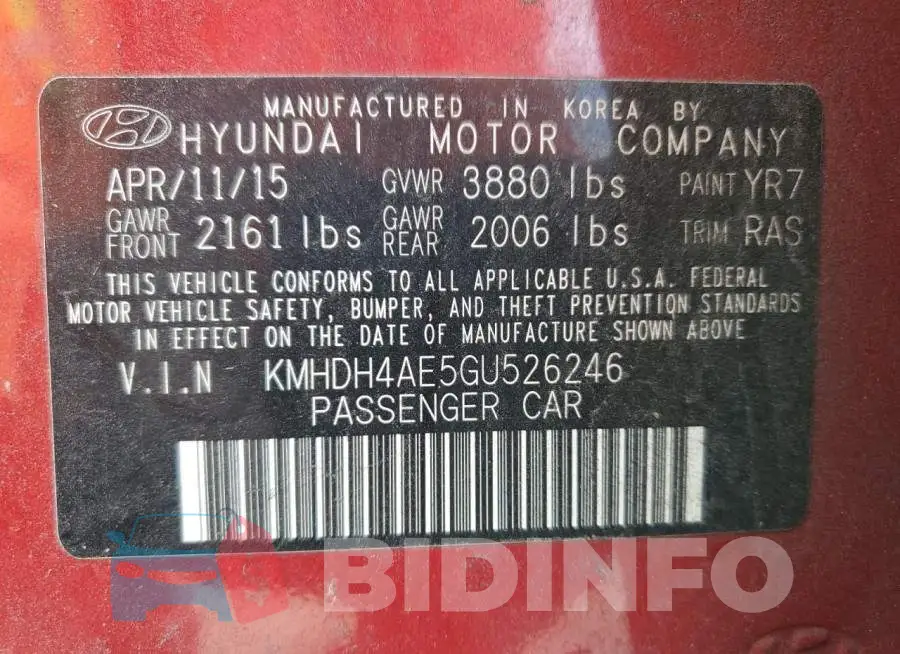 KMHDH4AE5GU526246 Photo# 13