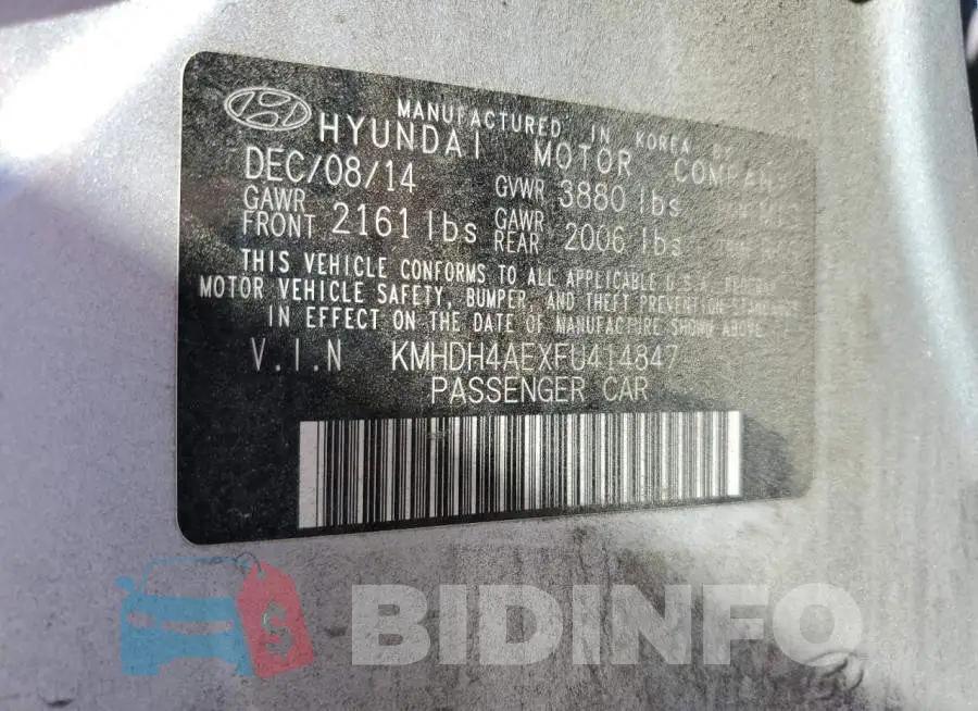 KMHDH4AEXFU414847 Photo# 12
