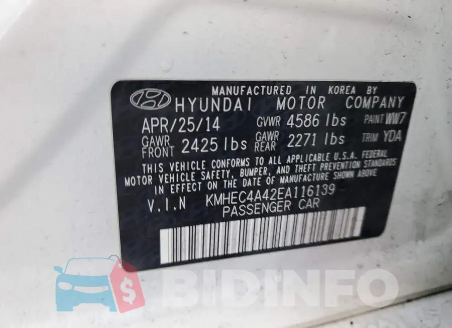 KMHEC4A42EA116139 Photo# 12