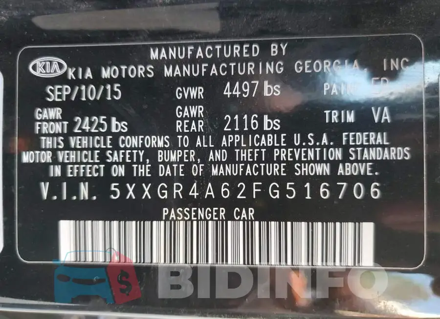 5XXGR4A62FG516706 Photo# 13
