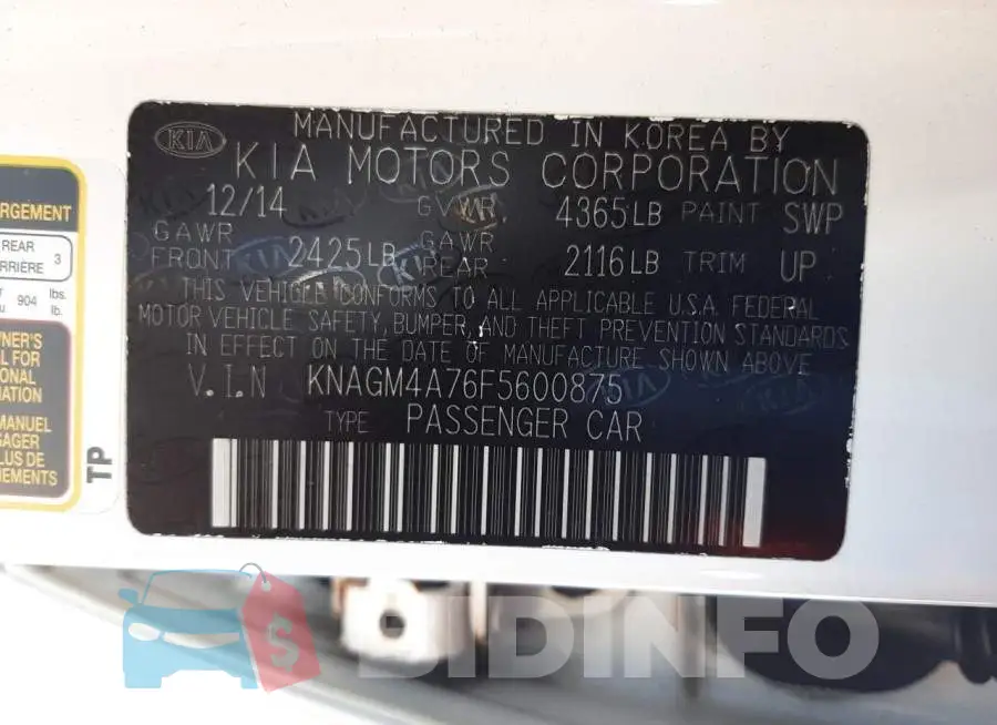 KNAGM4A76F5600875 Photo# 12