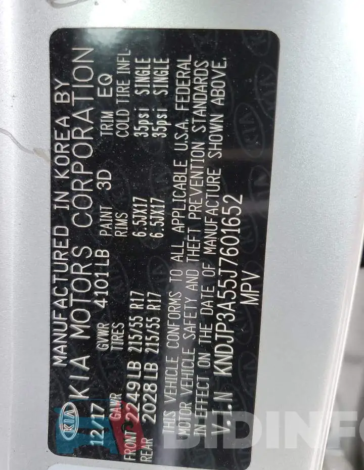 KNDJP3A55J7601652 Photo# 13