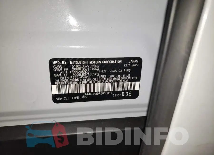 JA4J4UA89PZ033017 Photo# 13
