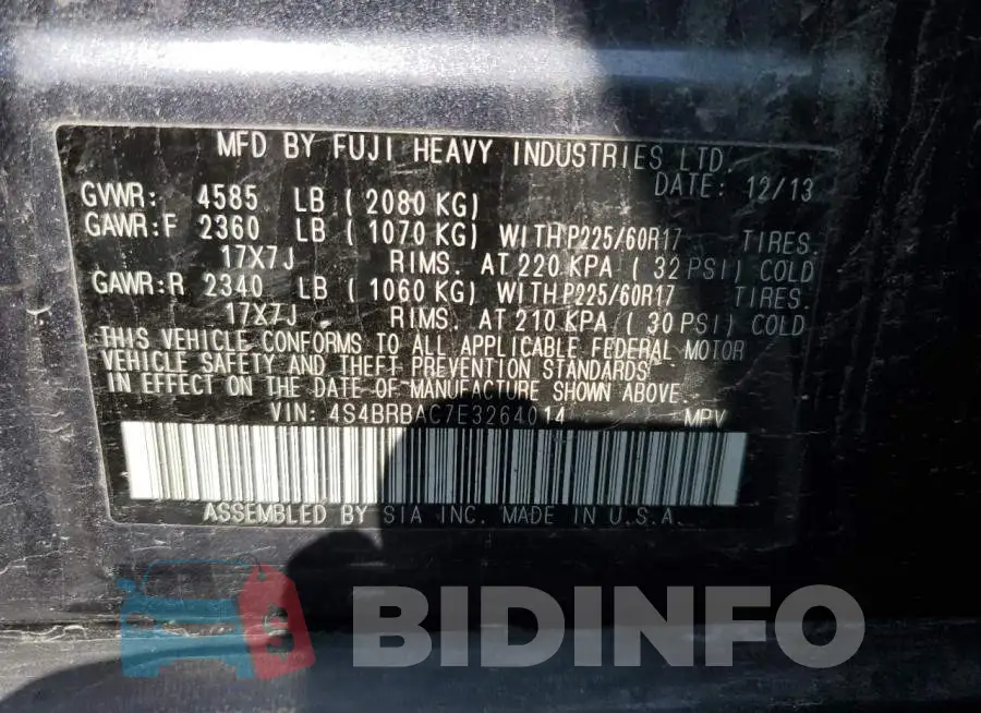 4S4BRBAC7E3264014 Photo# 13