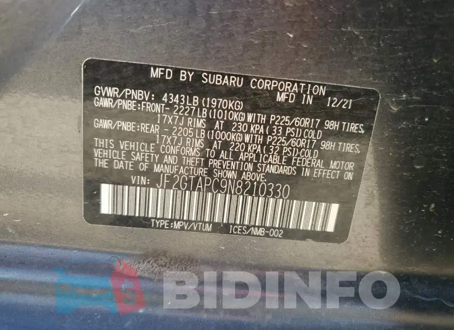 JF2GTAPC9N8210330 Photo# 13