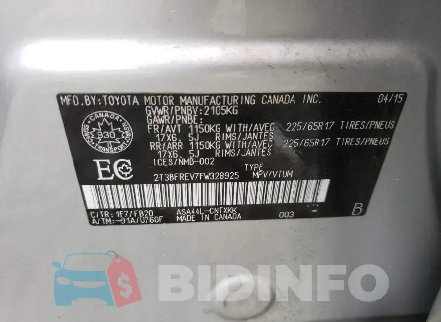 2T3BFREV7FW328925 Photo# 10