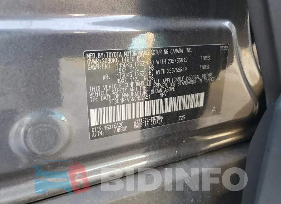 2T3C1RFV5NC192554 Photo# 13