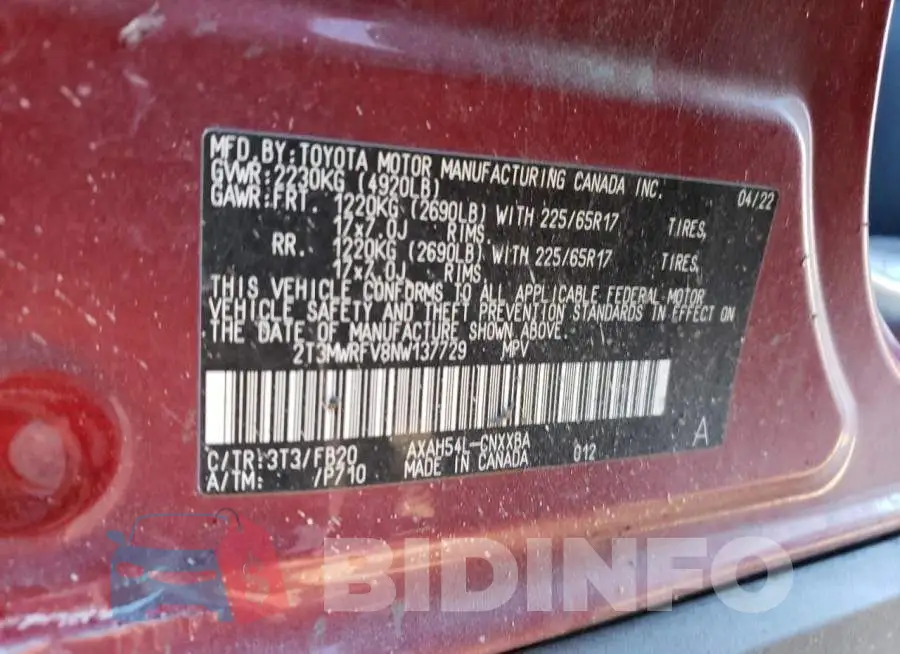 2T3MWRFV8NW137729 Photo# 13