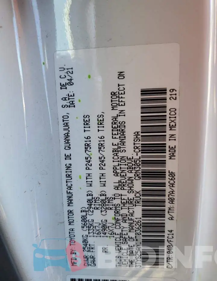 3TYSZ5AN1MT036261 Photo# 13