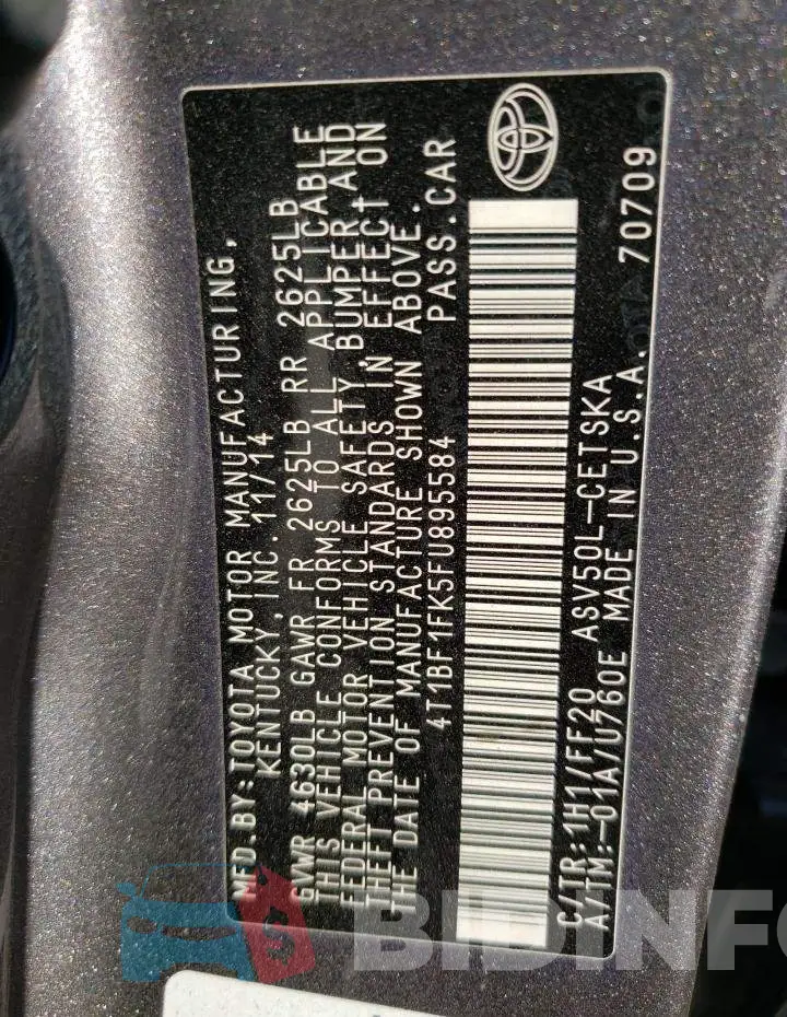 4T1BF1FK5FU895584 Photo# 12