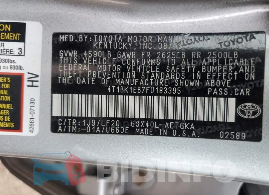4T1BK1EB7FU183395 Photo# 12