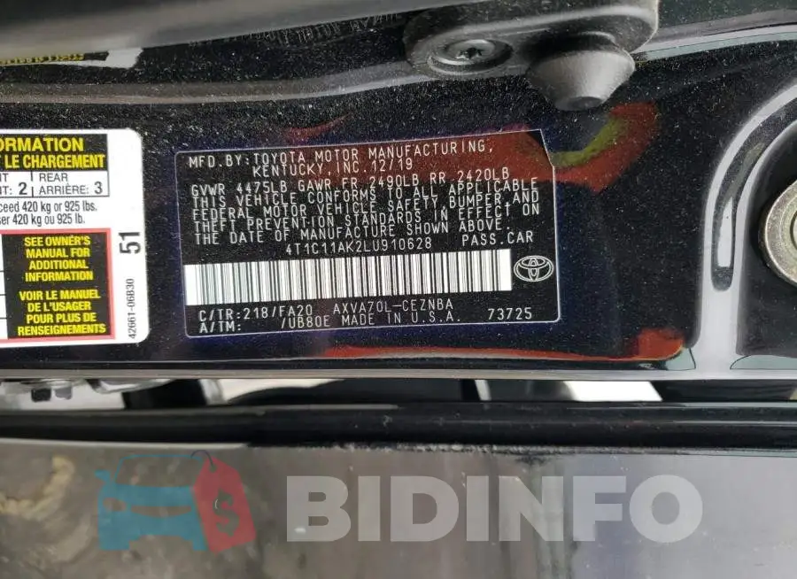 4T1C11AK2LU910628 Photo# 13