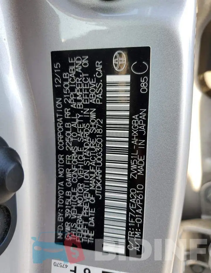 JTDKARFU0G3501872 Photo# 12