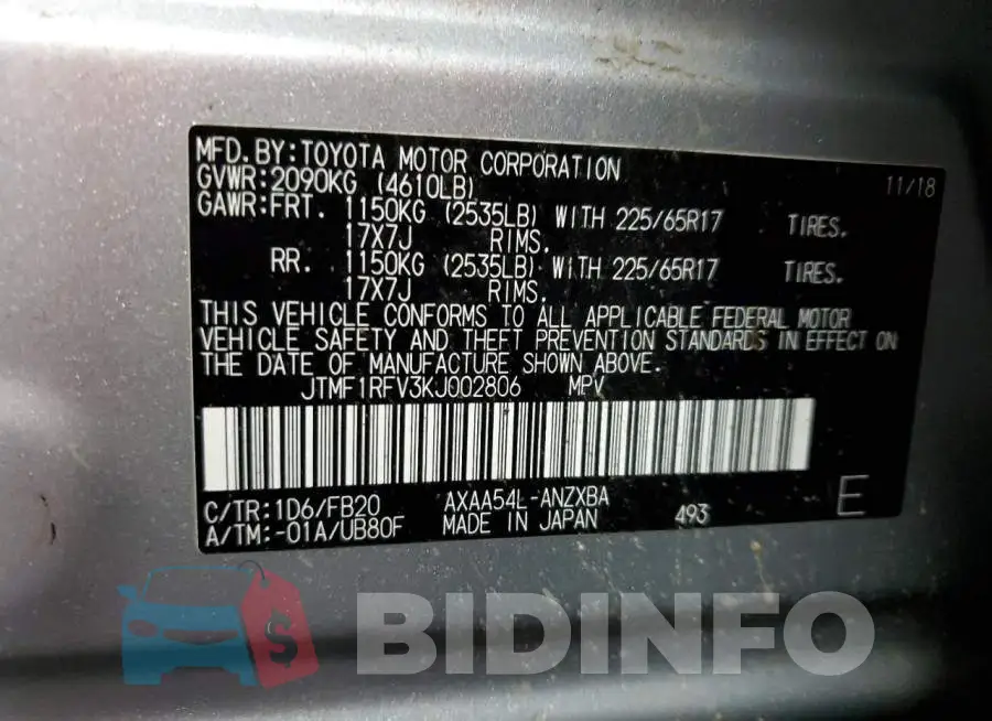 JTMF1RFV3KJ002806 Photo# 12