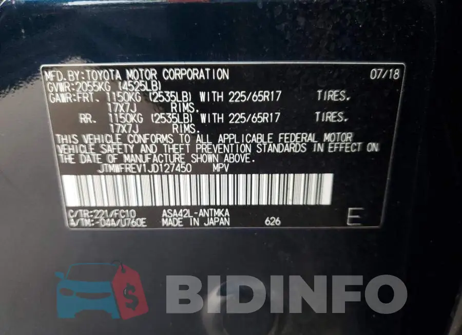 JTMWFREV1JD127450 Photo# 12