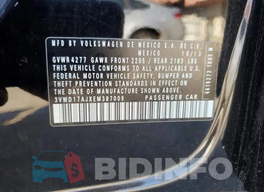 3VWD17AJXEM387009 Photo# 12