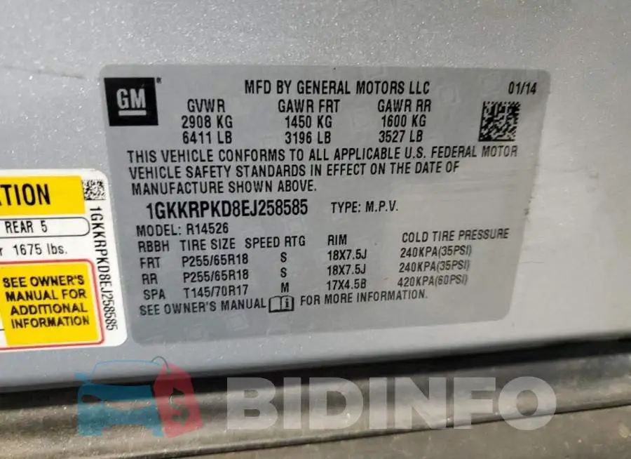 1GKKRPKD8EJ258585 Photo# 13