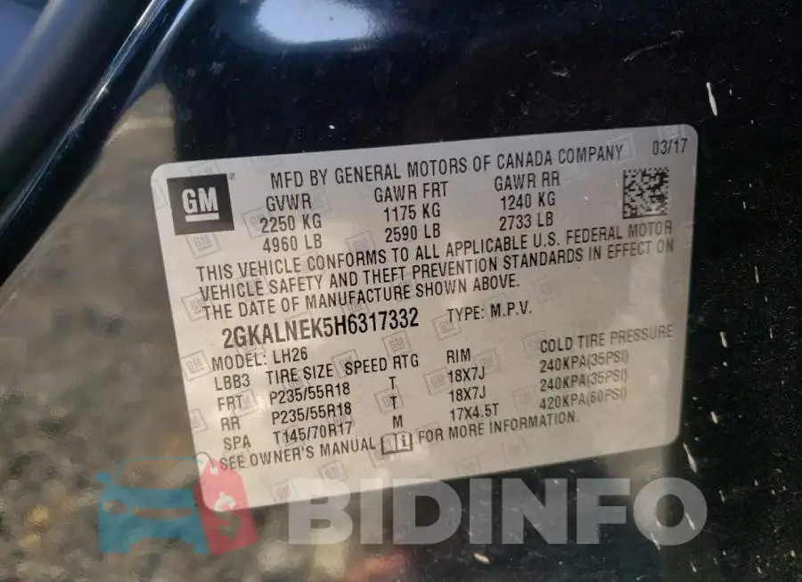 2GKALNEK5H6317332 Photo# 14