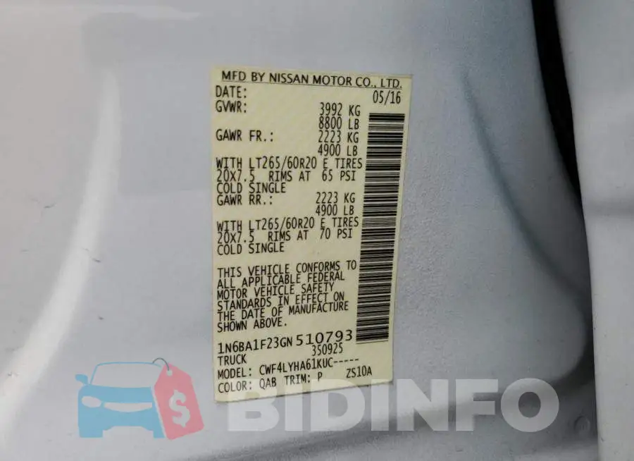 1N6BA1F23GN510793 Photo# 12