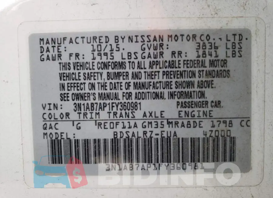 3N1AB7AP1FY360981 Photo# 12