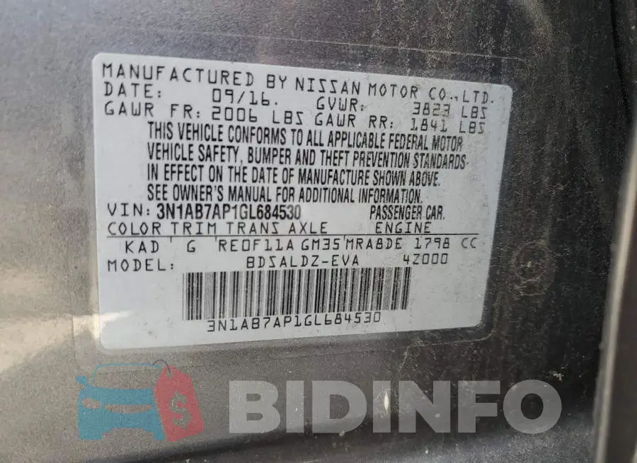 3N1AB7AP1GL684530 Photo# 13