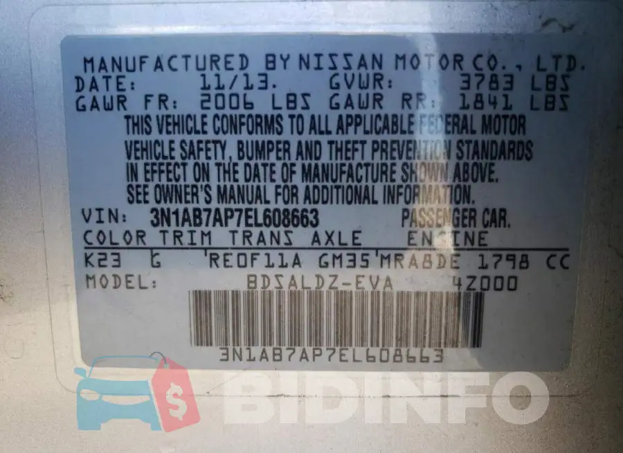 3N1AB7AP7EL608663 Photo# 12