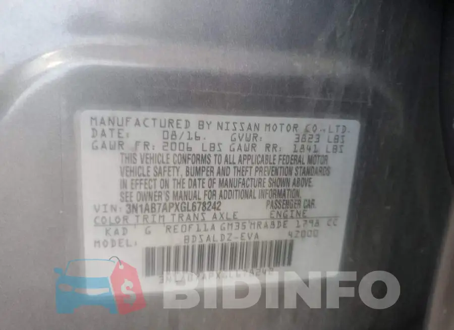 3N1AB7APXGL678242 Photo# 12