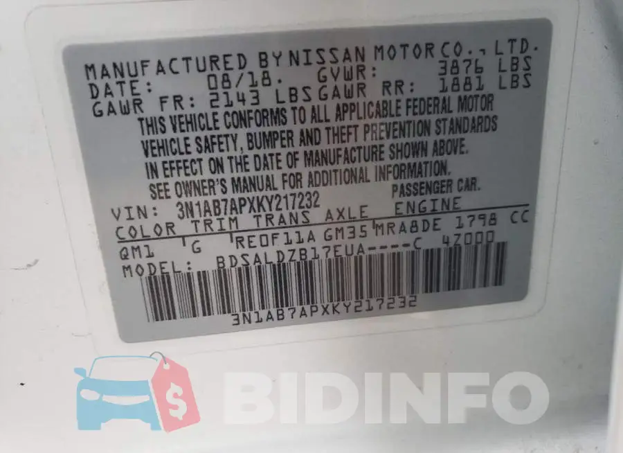 3N1AB7APXKY217232 Photo# 12