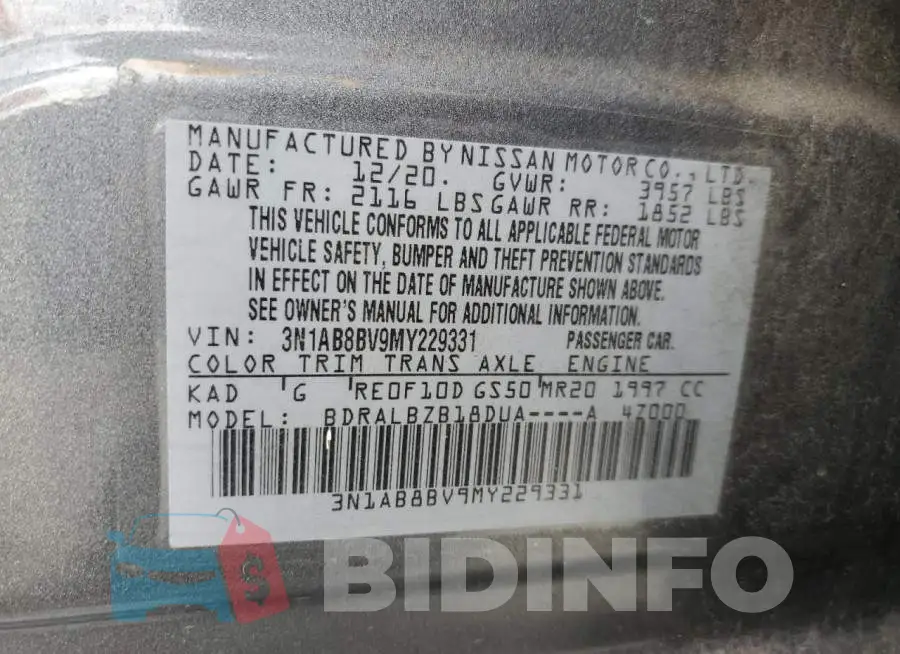 3N1AB8BV9MY229331 Photo# 12