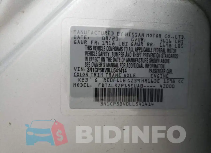 3N1CP5BV0LL541414 Photo# 13