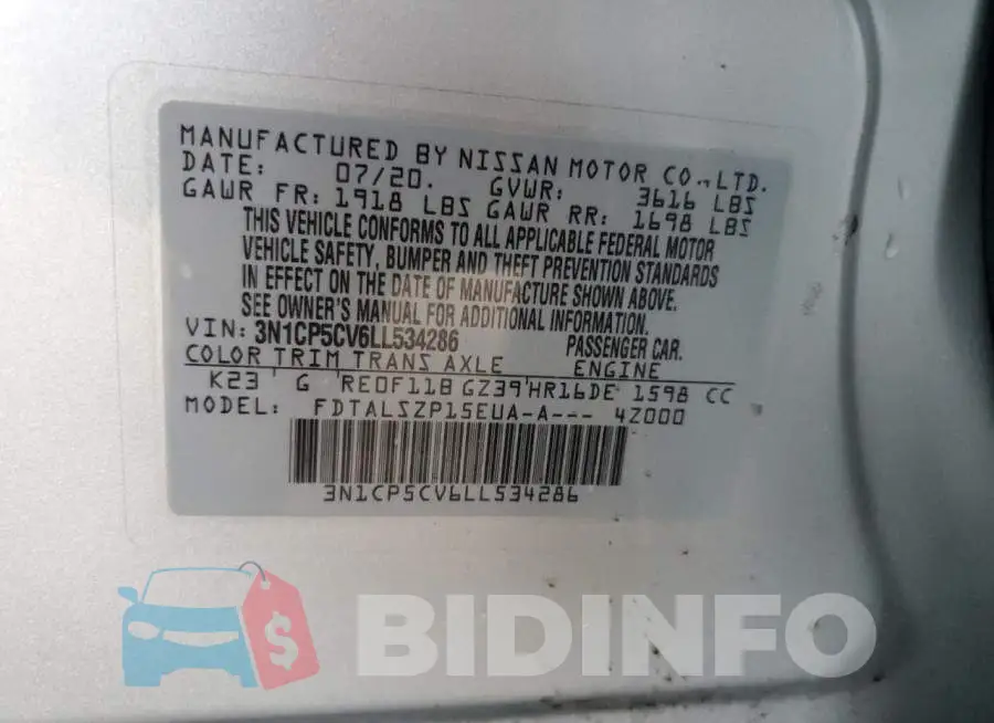 3N1CP5CV6LL534286 Photo# 13