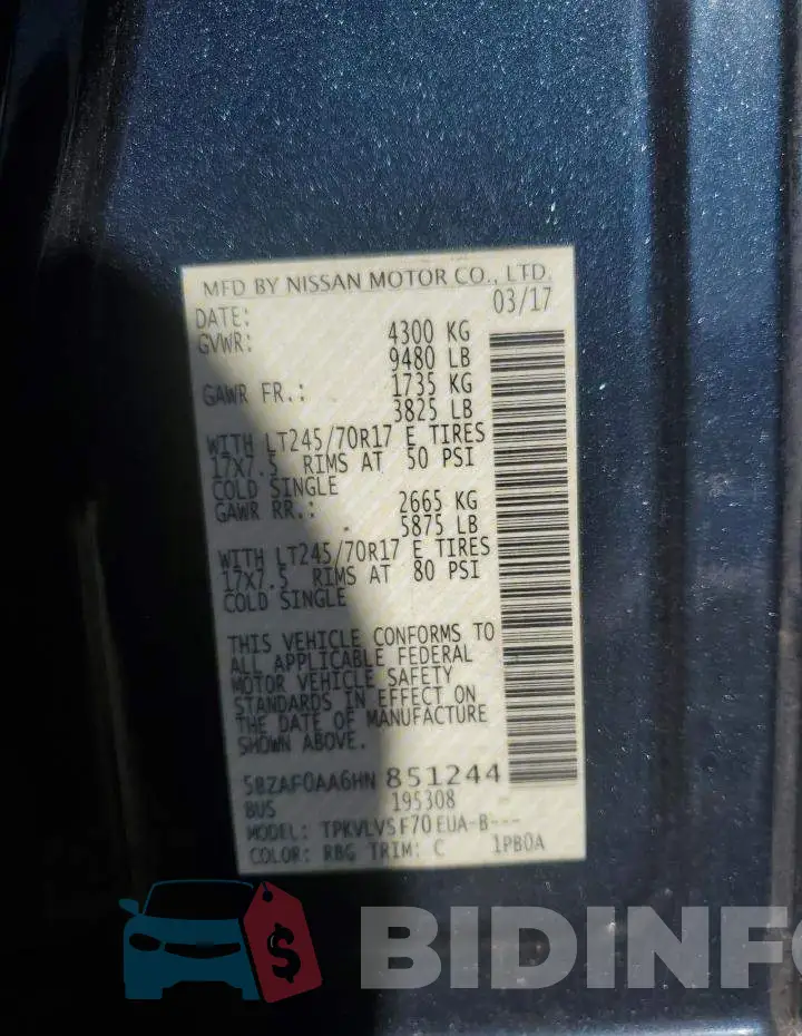 5BZAF0AA6HN851244 Photo# 13