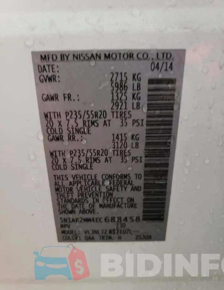 5N1AR2MM4EC688458 Photo# 13
