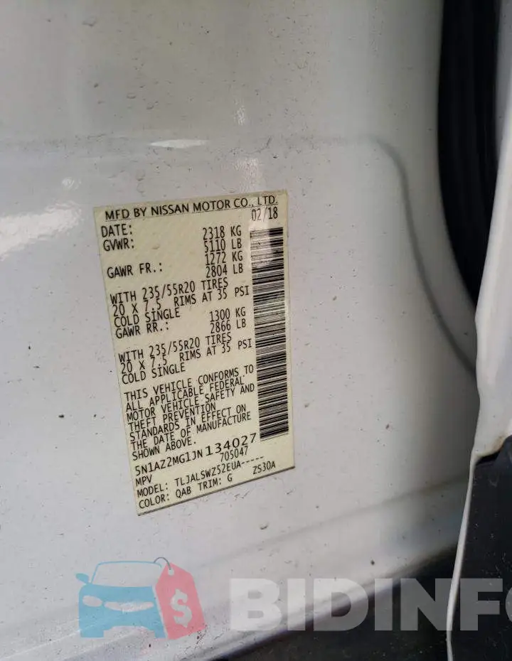 5N1AZ2MG1JN134027 Photo# 12