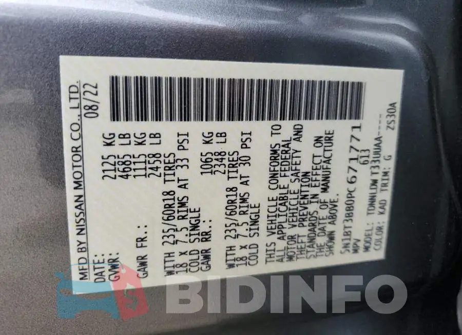 5N1BT3BB0PC671771 Photo# 13