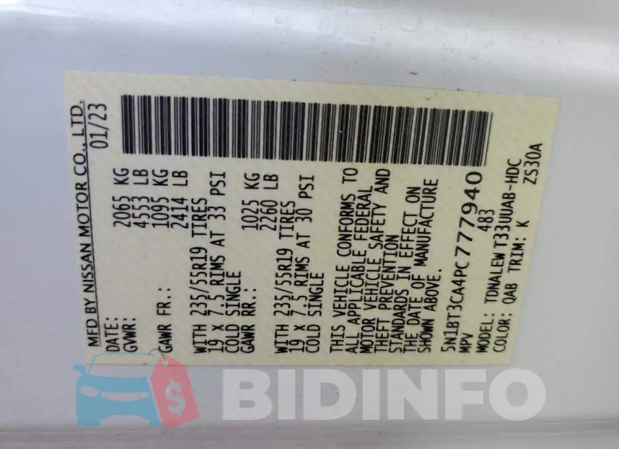 5N1BT3CA4PC777940 Photo# 13