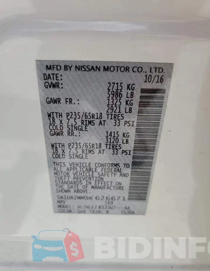 5N1DR2MM0HC626671 Photo# 13