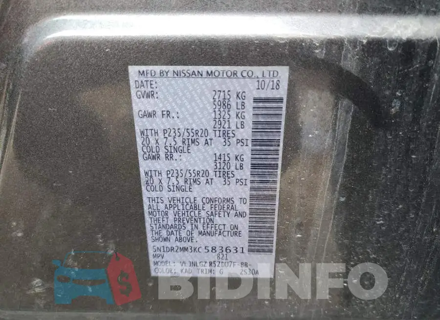 5N1DR2MM3KC583631 Photo# 12