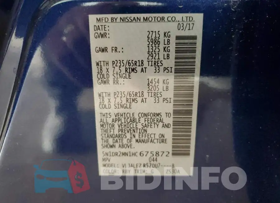 5N1DR2MN1HC675872 Photo# 14