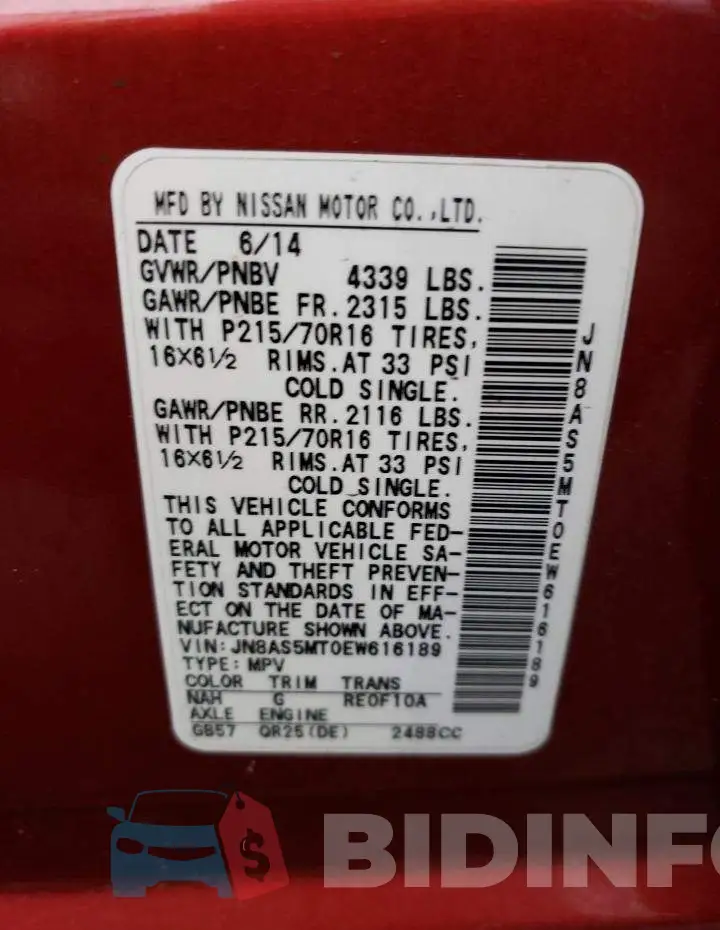 JN8AS5MT0EW616189 Photo# 13