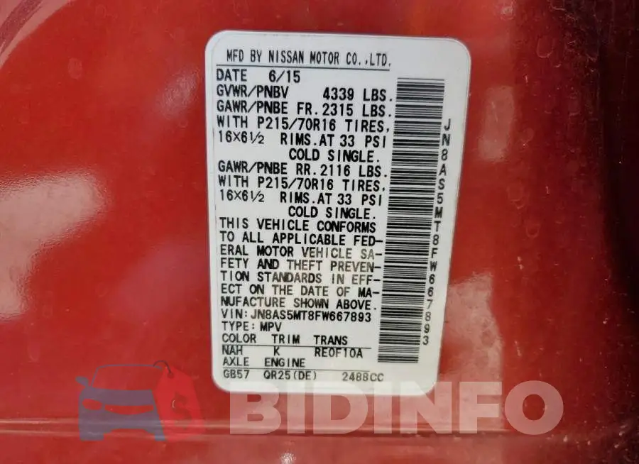 JN8AS5MT8FW667893 Photo# 14