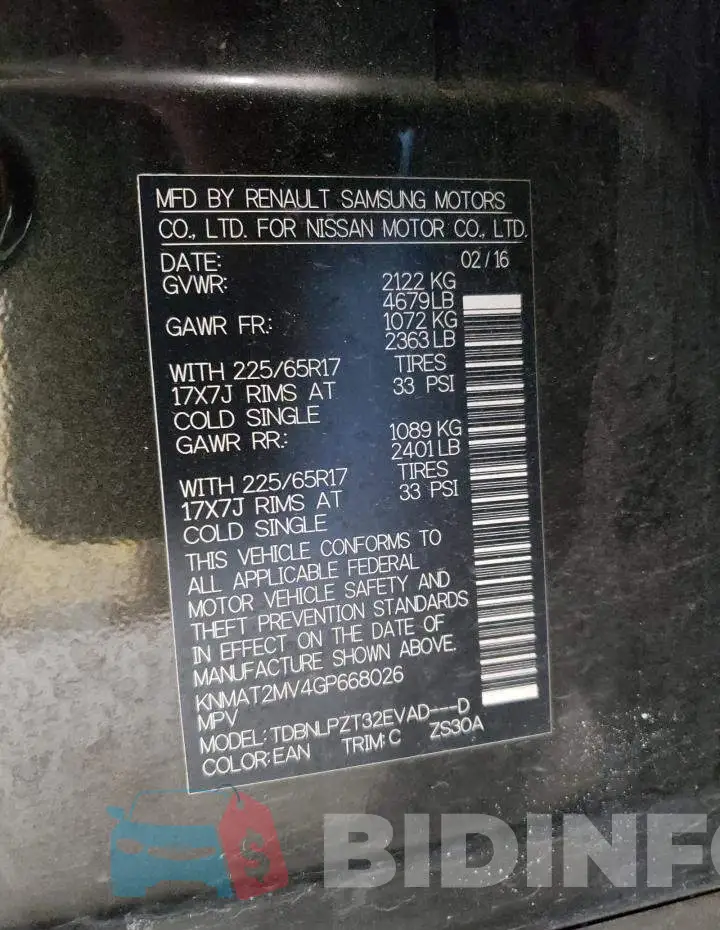 KNMAT2MV4GP668026 Photo# 13