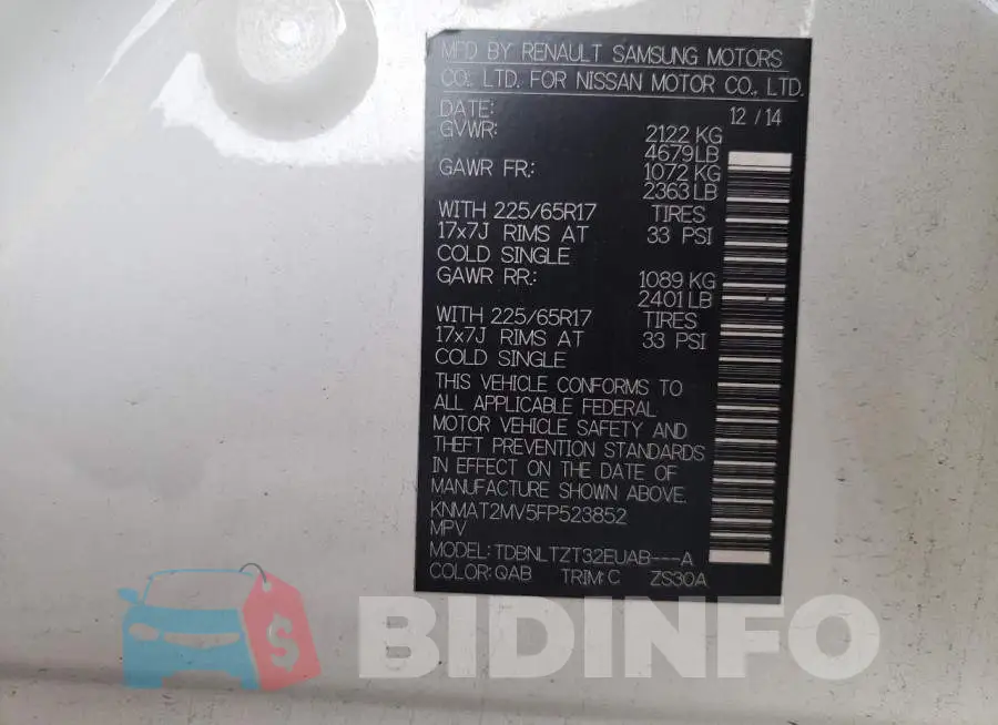 KNMAT2MV5FP523852 Photo# 13