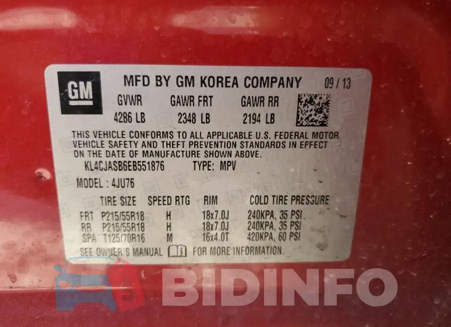 KL4CJASB6EB551876 Photo# 14