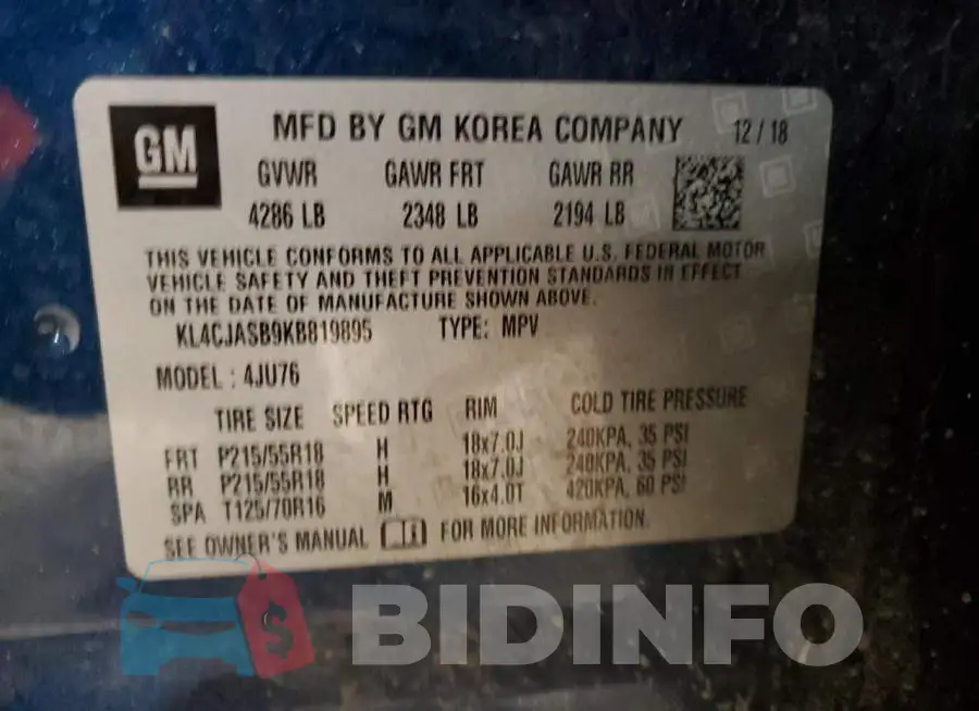 KL4CJASB9KB819895 Photo# 12