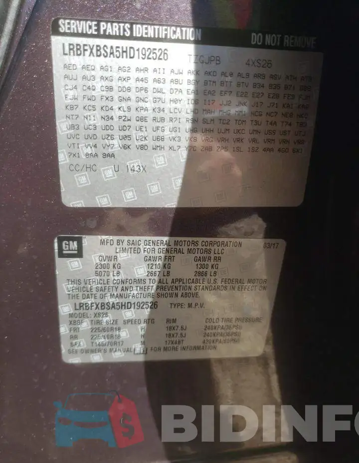 LRBFXBSA5HD192526 Photo# 14