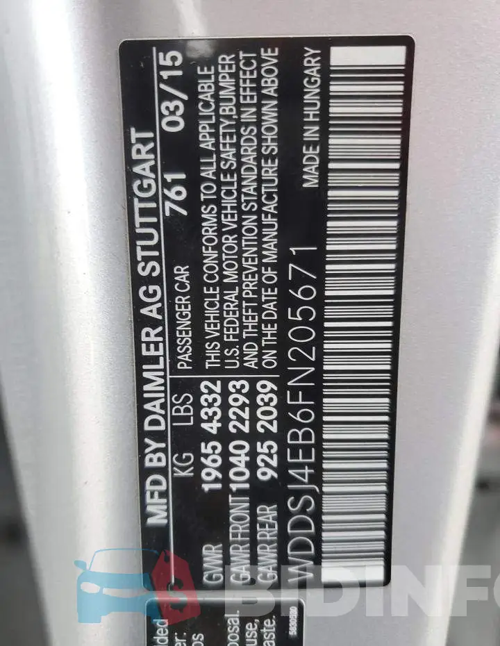 WDDSJ4EB6FN205671 Photo# 12